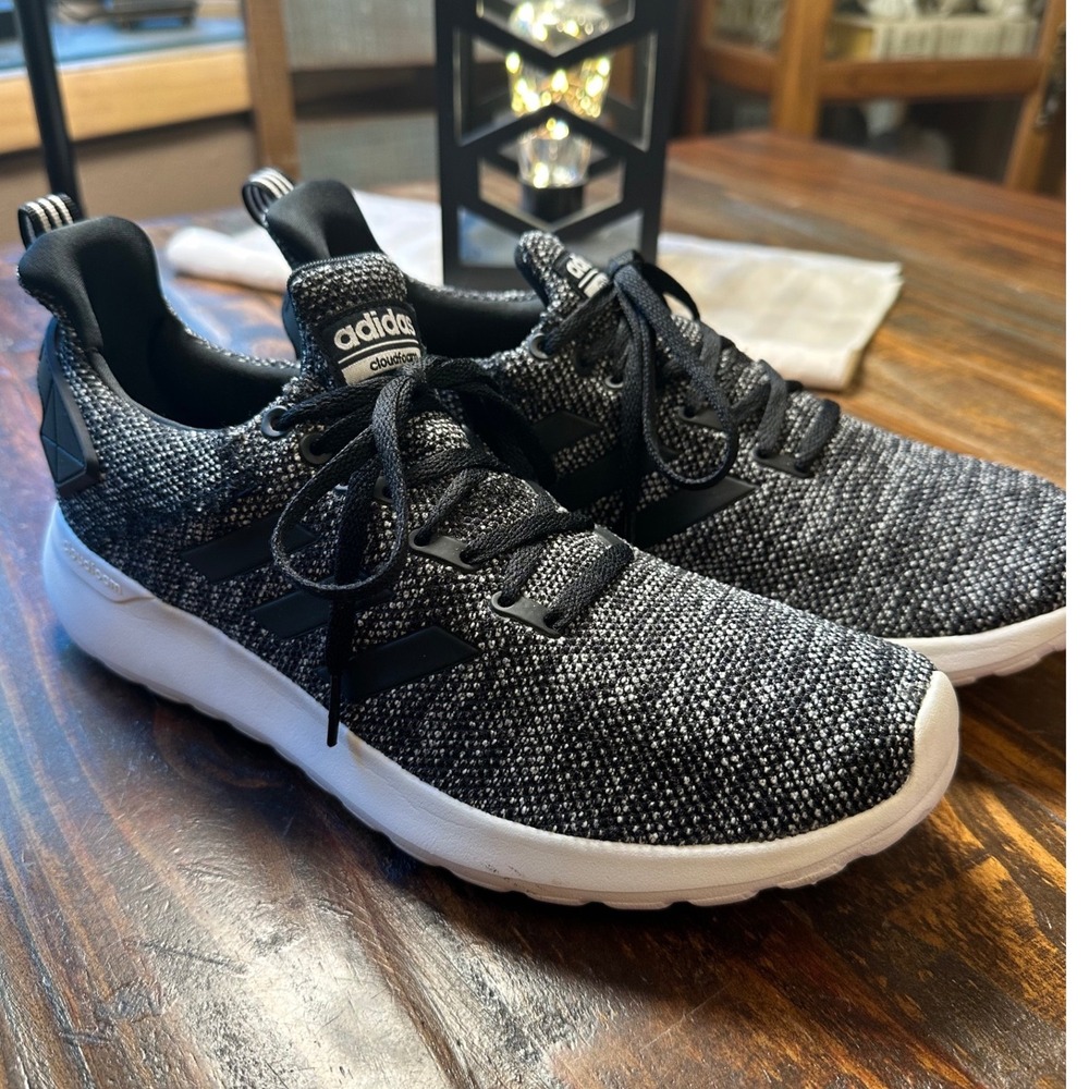 Adidas Cloudfoam Lite Racer Adapt Mens 9.5 Black White Knit Sneakers GW1247